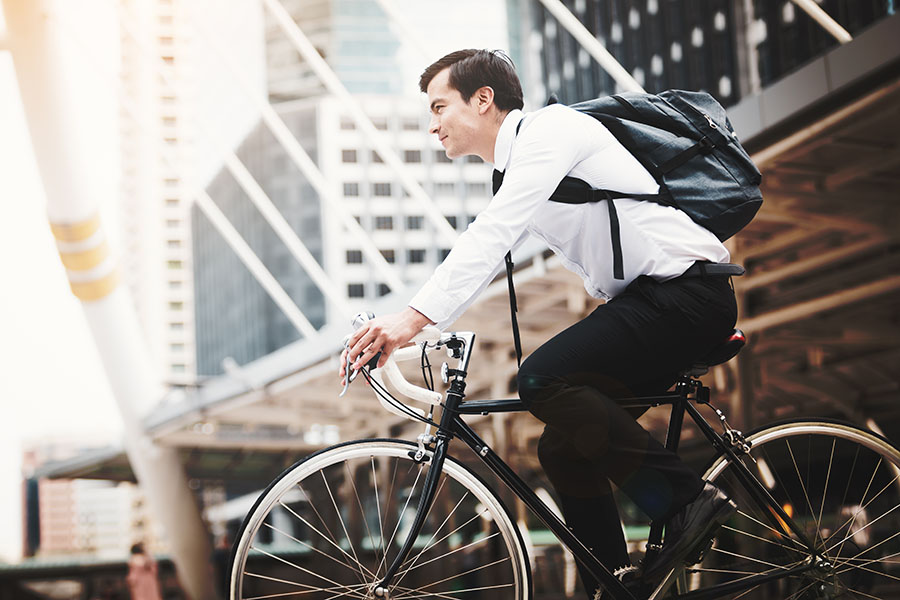 bike2work business man on a bike